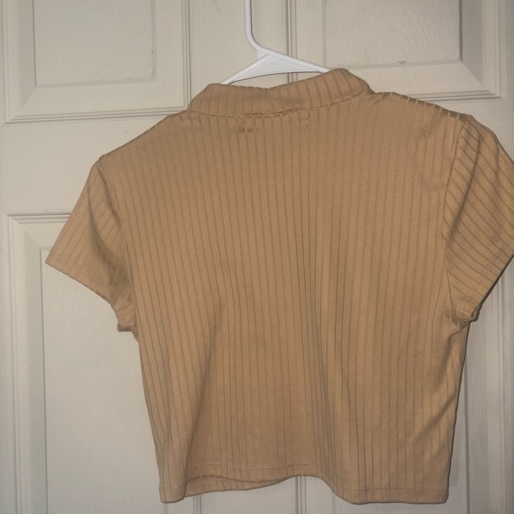 Almost Famous Camel Ribbed Crop Top - Picture 3 of 3